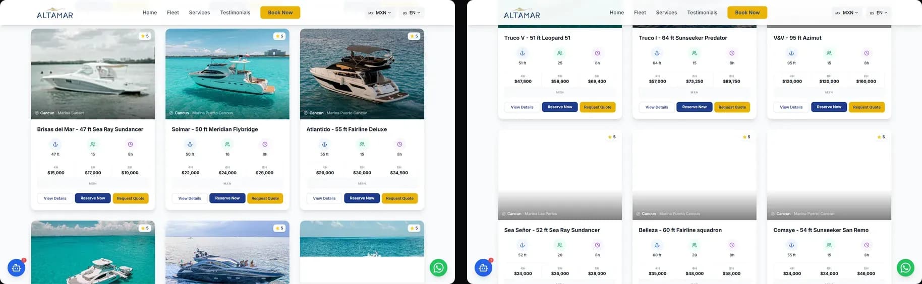 Custom experiences from romantic getaways to corporate events with full yacht specs
