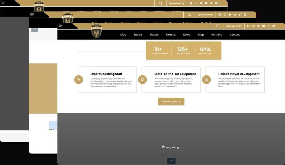 Complete club platform from match day to player management to ecommerce