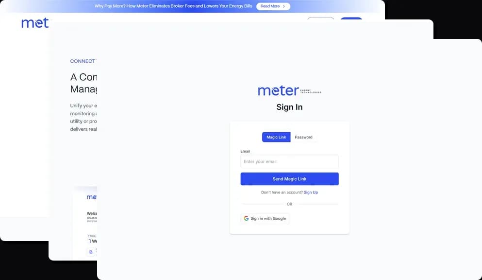 Full product experience: from marketing site to onboarding to energy management dashboard